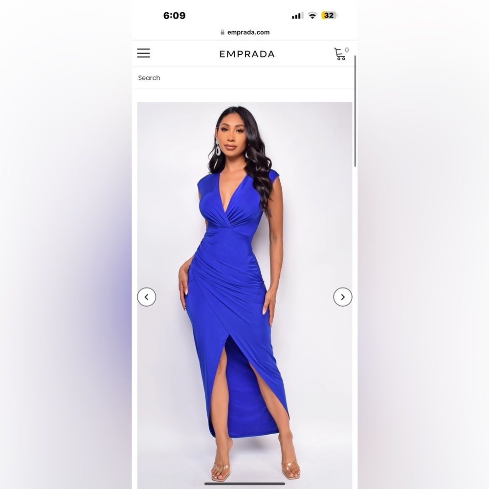 Emprada Lima blue wrap maxi dress in size 3x